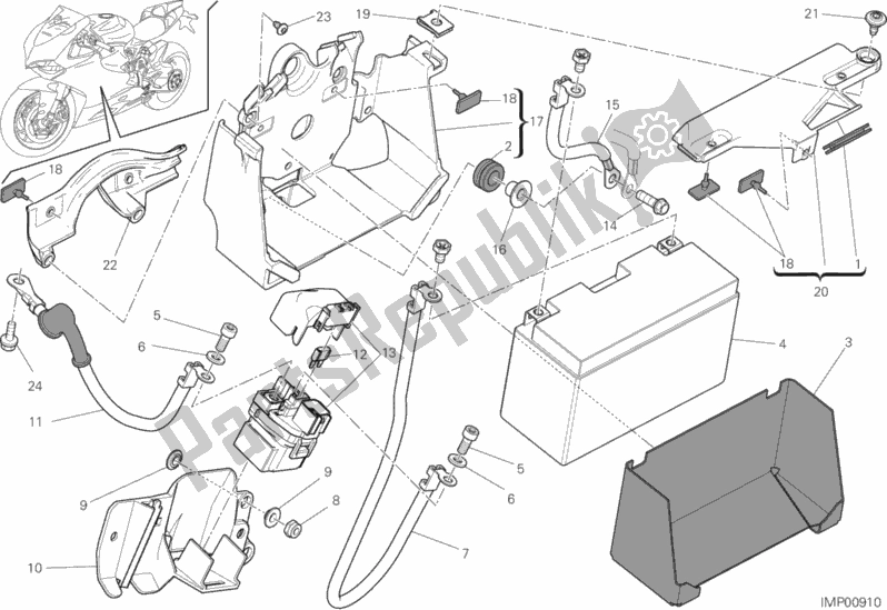 Tutte le parti per il Portabatteria del Ducati Superbike 1199 Panigale Superleggera USA 2014
